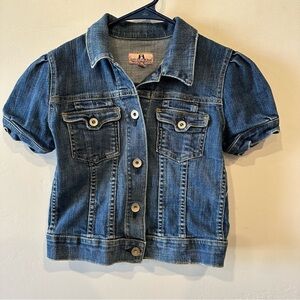 Y2K Vintage Juicy Couture Girls Cropped Short Sleeve Jean Jacket Size 14